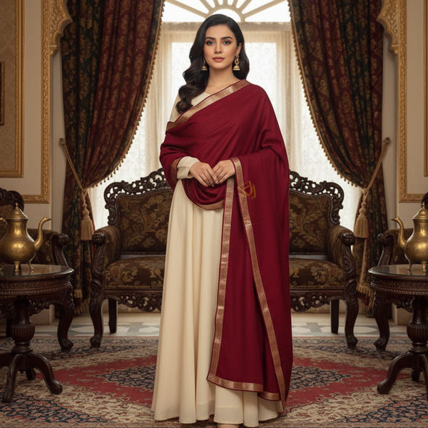 Guzel Zari Kashmiri Shawl - Maroon