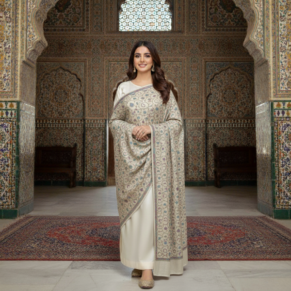 Royal Splendor Pashmina Shawl - Tan