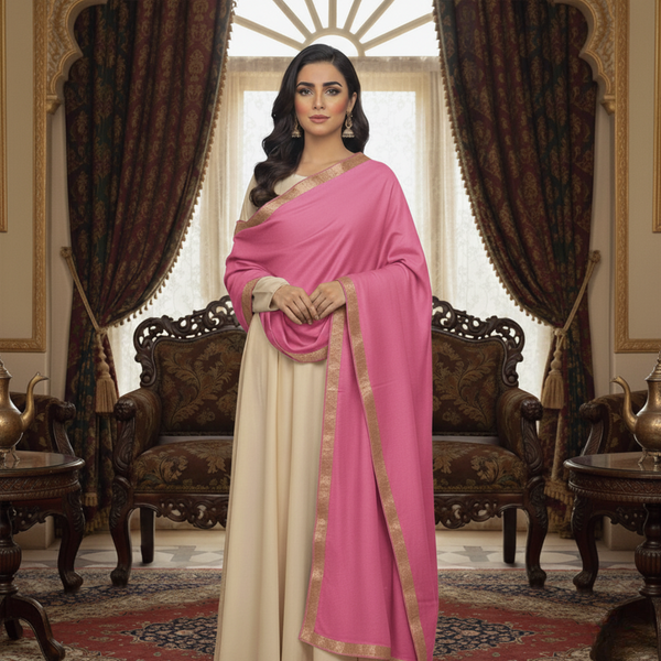 Guzel Zari Kashmiri Shawl - Pink