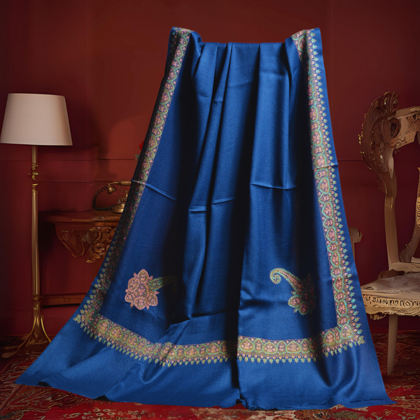 Mughal Charm Kingri Embroidered Shawl - Blue