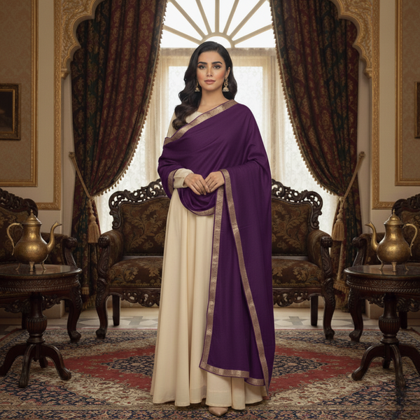 Guzel Zari Kashmiri Shawl - Purple
