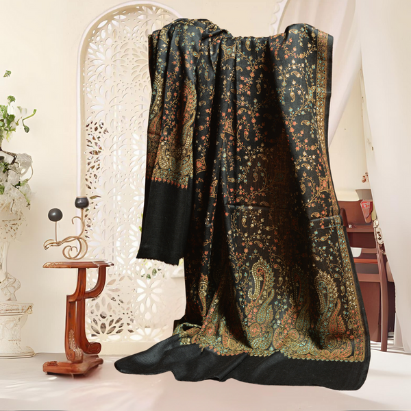 Ethereal Paisley Pashmina Shawl  - Black