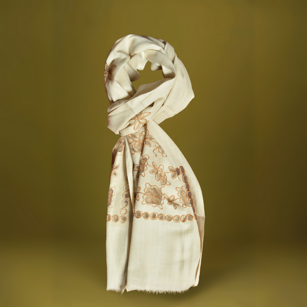 Heer Floral Pashmina Stole - Corn Silk