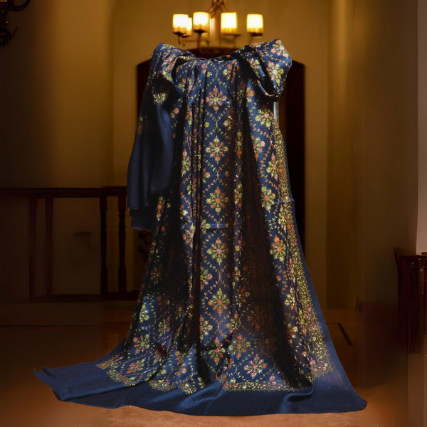 Royal Splendor Pashmina Shawl - Navy