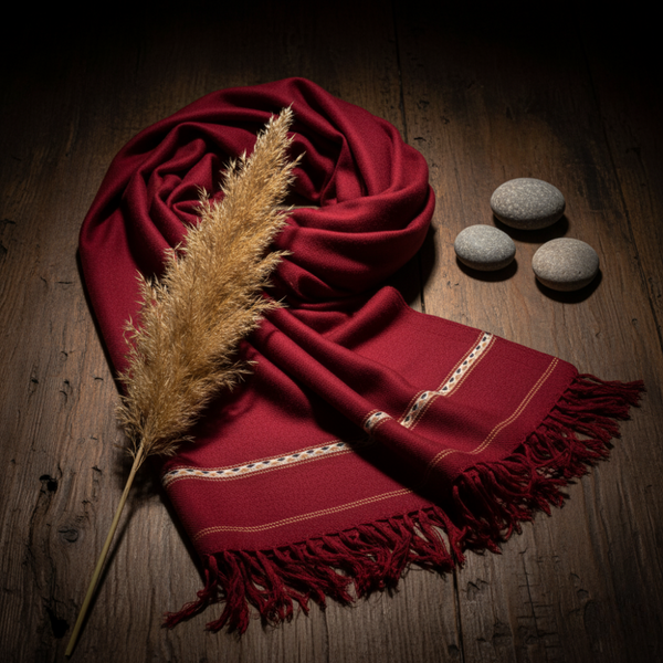 Hunza Mountain Woolen Shawl - Maroon
