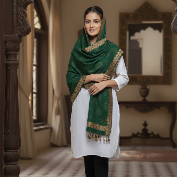 Mahoden Woolen  Muffler - Green