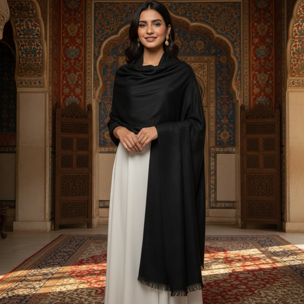 Indian Pure Pashmina  - Charcoal Black