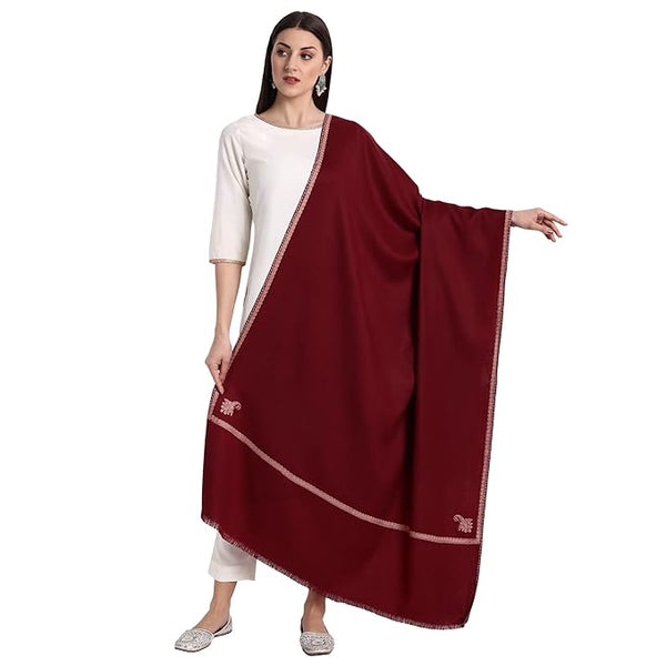 Indian Kingri Pashmina Shawl Embroidered - Maroon