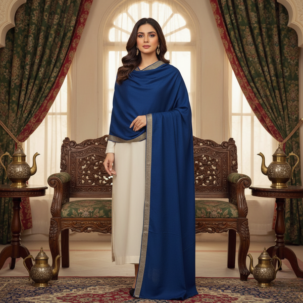 Guzel Zari Kashmiri Shawl - Blue