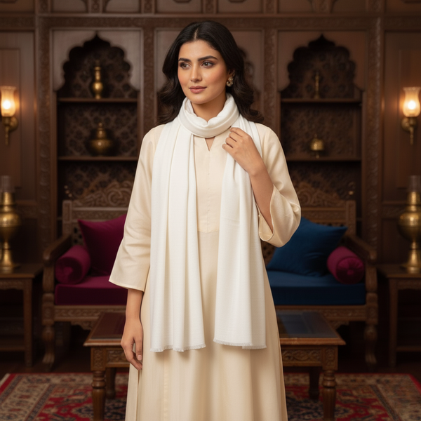 Pashmina Stole - White