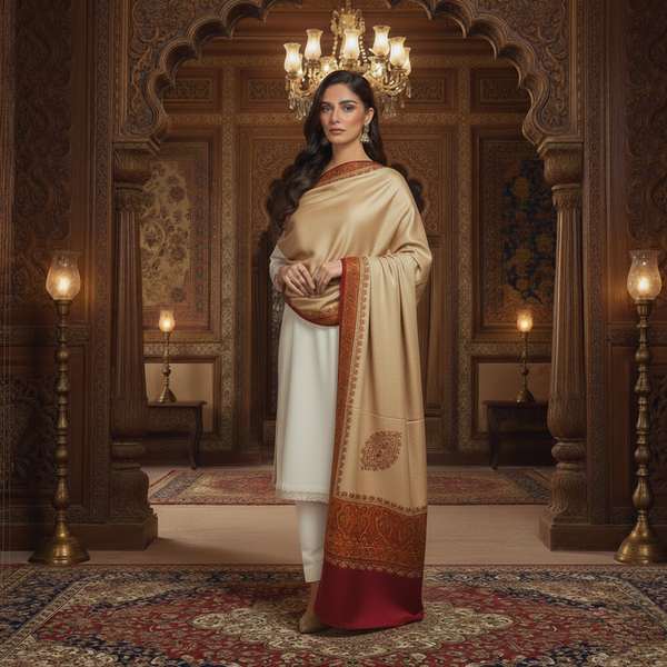 Ornate Floral Woolen Shawl