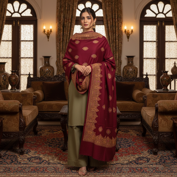 Kohsar Pashmina Shawl - Caramine