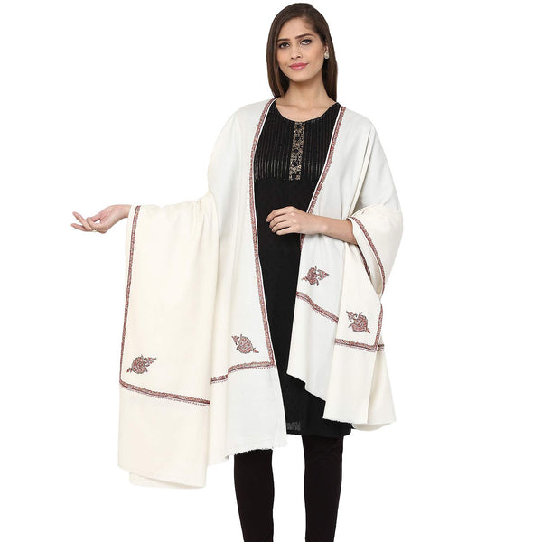 Pure Pashmina Woolen Embroidered Shawl - Daisy