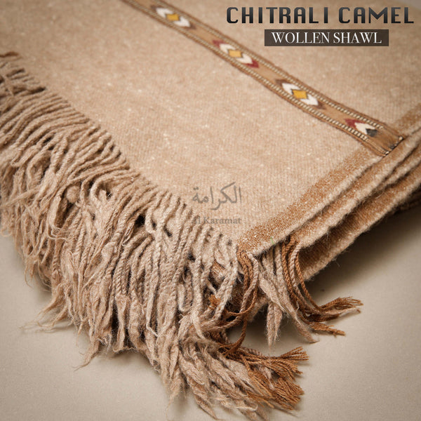 Chitrali Camel 100% Natural Organic Wool Shawl Ecru