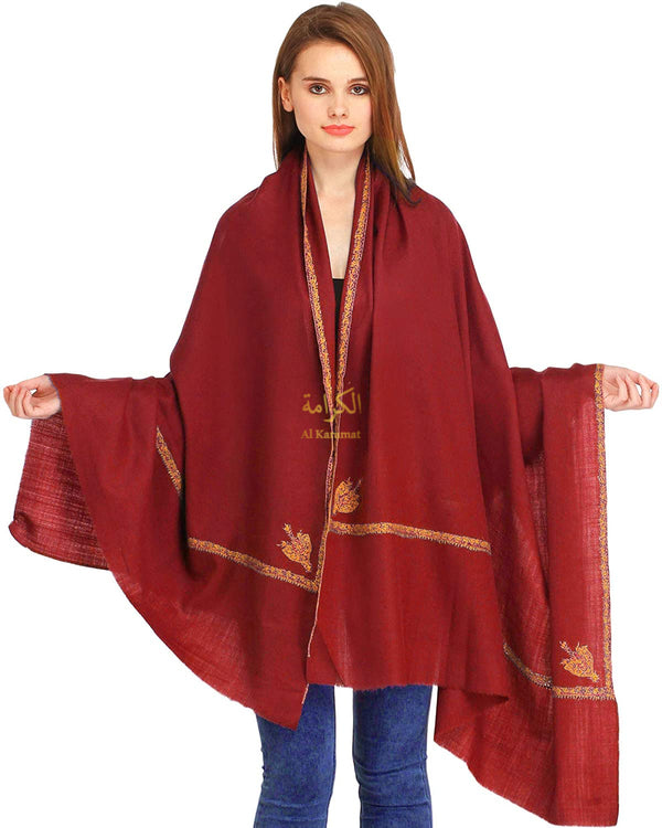 Kingri Kashmiri Pashmina Shawl Hand Embroidered - Red