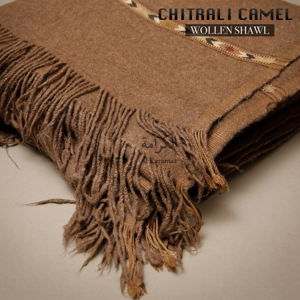 Chitrali Camel 100% natural organic wool shawl