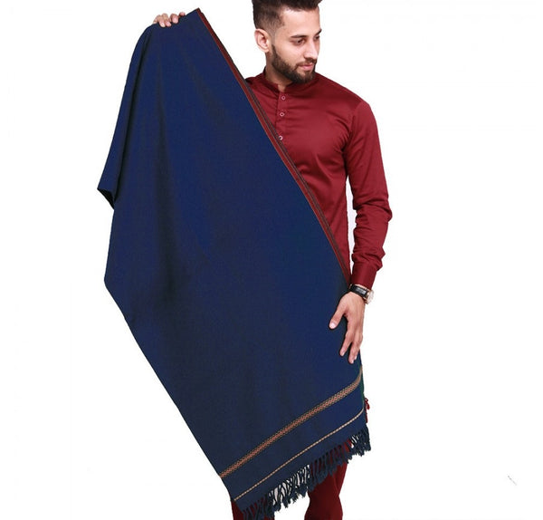 Peshawari Dhussa Shawl - Navy Blue