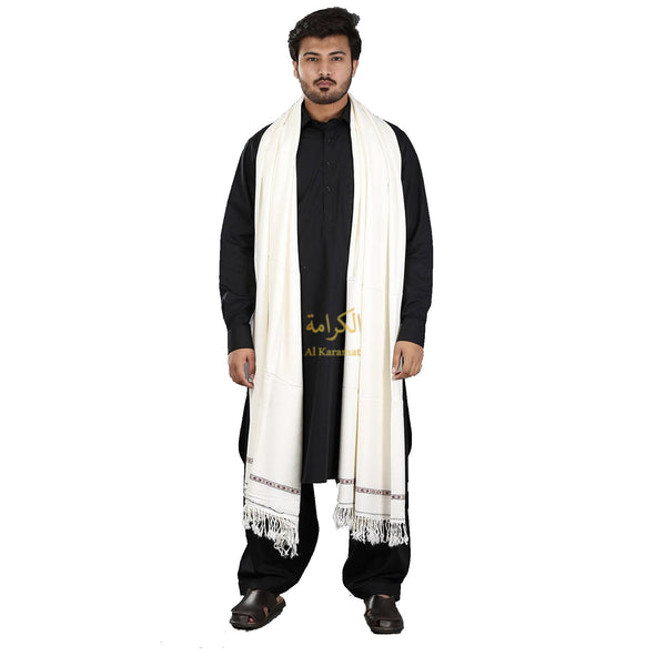 Peshawari Dhussa Shawl XL-White